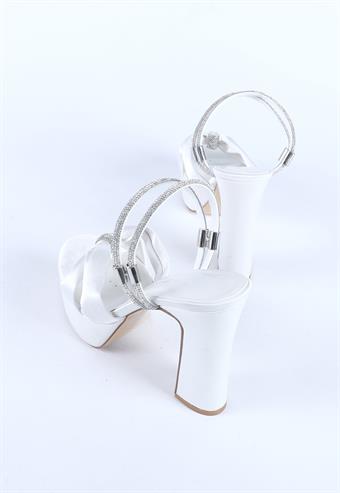 Kadın Taş Detaylı Abiye Ayakkabı Sedef Saten