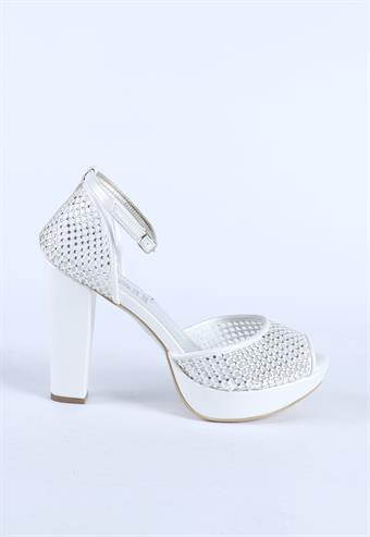 Kadın Taş Detaylı Abiye Ayakkabı Sedef