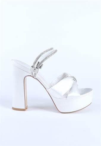 Kadın Taş Detaylı Abiye Ayakkabı Sedef Saten