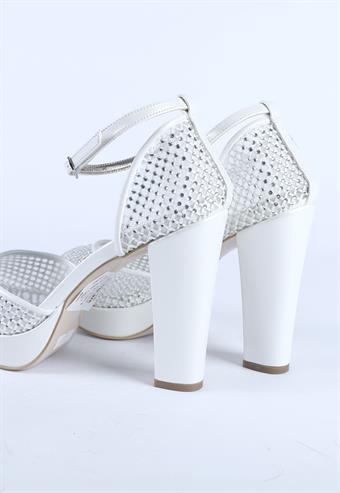 Kadın Taş Detaylı Abiye Ayakkabı Sedef