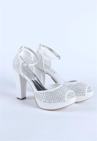 Kadın Taş Detaylı Abiye Ayakkabı Sedef