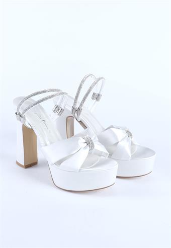 Kadın Taş Detaylı Abiye Ayakkabı Sedef Saten