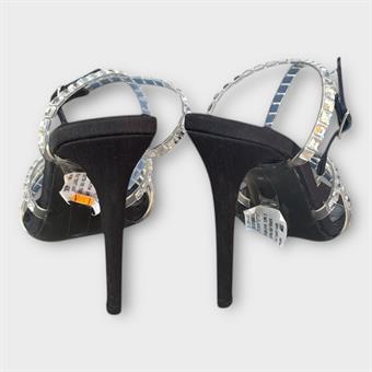 Kadın Taş Detaylı Şeffaf Bantlı Abiye Ayakkabı Siyah