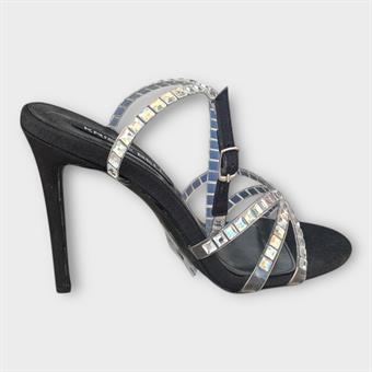 Kadın Taş Detaylı Şeffaf Bantlı Abiye Ayakkabı Siyah