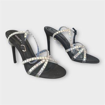 Kadın Taş Detaylı Şeffaf Bantlı Abiye Ayakkabı Siyah