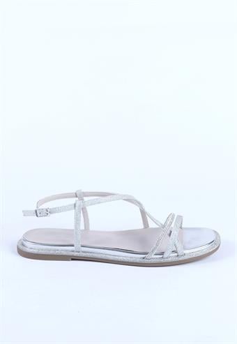 Kadın Taş Kordon Detaylı Abiye Ayakkabı Gümüş