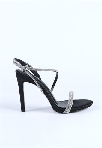 Kadın Taş Kordon Detaylı Abiye Ayakkabı Siyah