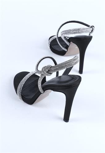 Kadın Taş Kordon Detaylı Abiye Ayakkabı Siyah