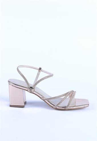 Kadın Taş Kordon Detaylı Abiye Ayakkabı Altın