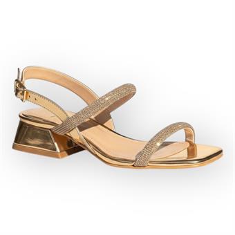Kadın Taş Kordon Detaylı Abiye Ayakkabı Altın