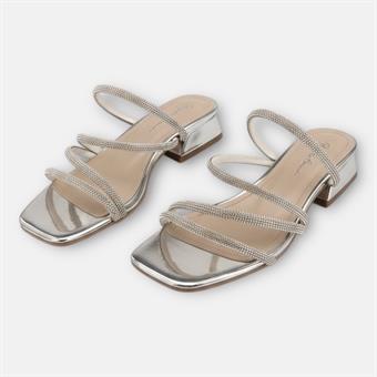 Kadın Taş Kordon Detaylı Abiye Terlik Gümüş