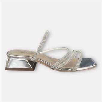 Kadın Taş Kordon Detaylı Abiye Terlik Gümüş