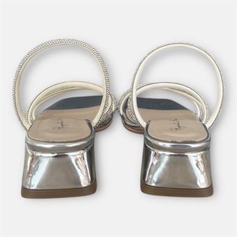 Kadın Taş Kordon Detaylı Abiye Terlik Gümüş