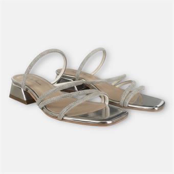 Kadın Taş Kordon Detaylı Abiye Terlik Gümüş