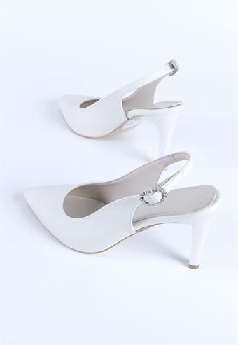 Kadın Toka Detaylı Abiye Ayakkabı Sedef