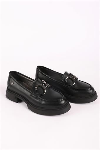 Kadın Toka Detaylı Loafer Ayakkabı Siyah