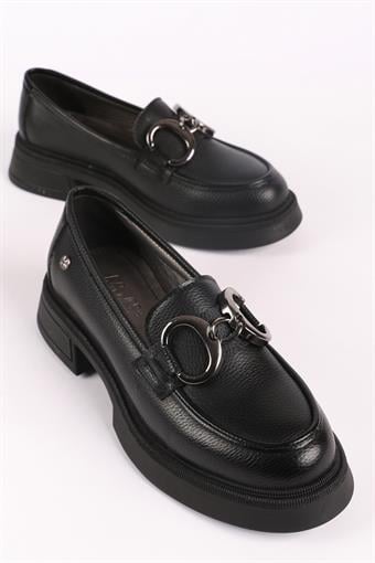 Kadın Toka Detaylı Loafer Ayakkabı Siyah