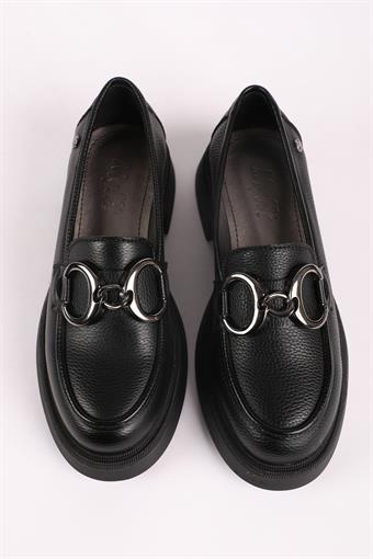 Kadın Toka Detaylı Loafer Ayakkabı Siyah