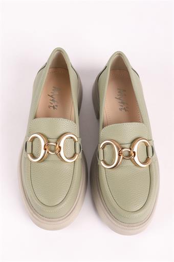 Kadın Toka Detaylı Loafer Ayakkabı Yeşil