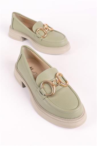 Kadın Toka Detaylı Loafer Ayakkabı Yeşil
