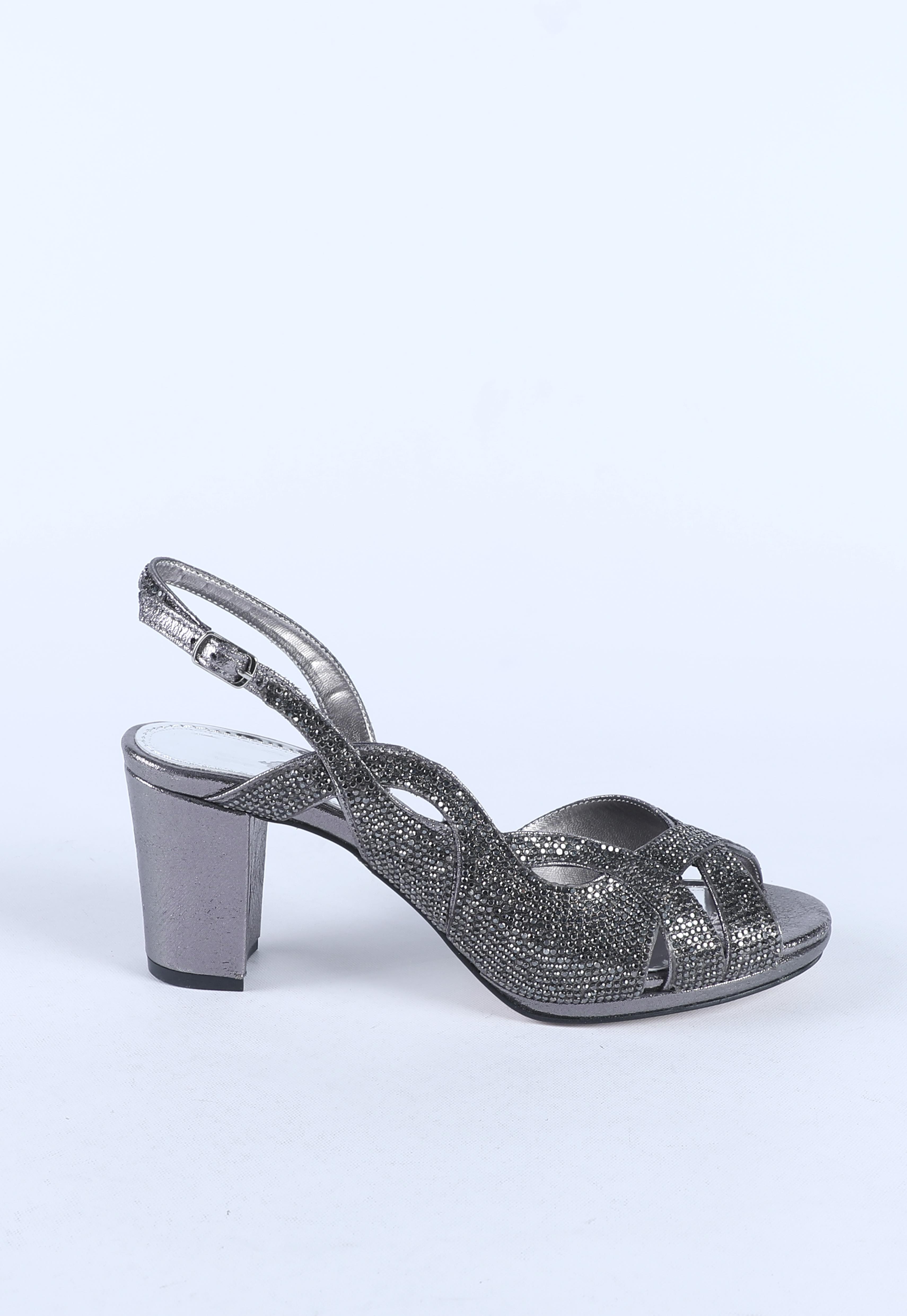 Kadın Taş Detaylı Abiye Ayakkabı Platin