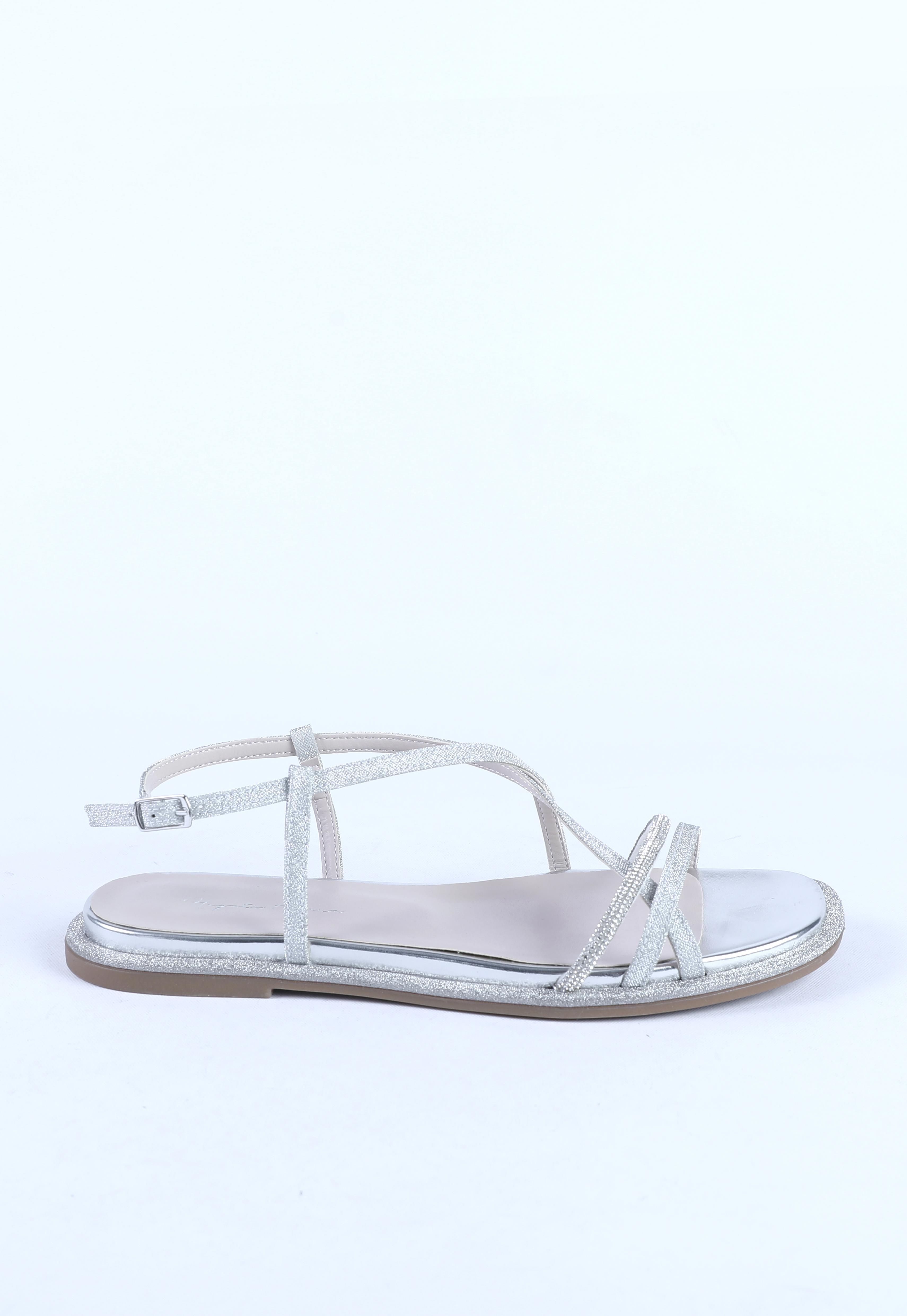 Kadın Taş Kordon Detaylı Abiye Ayakkabı Gümüş