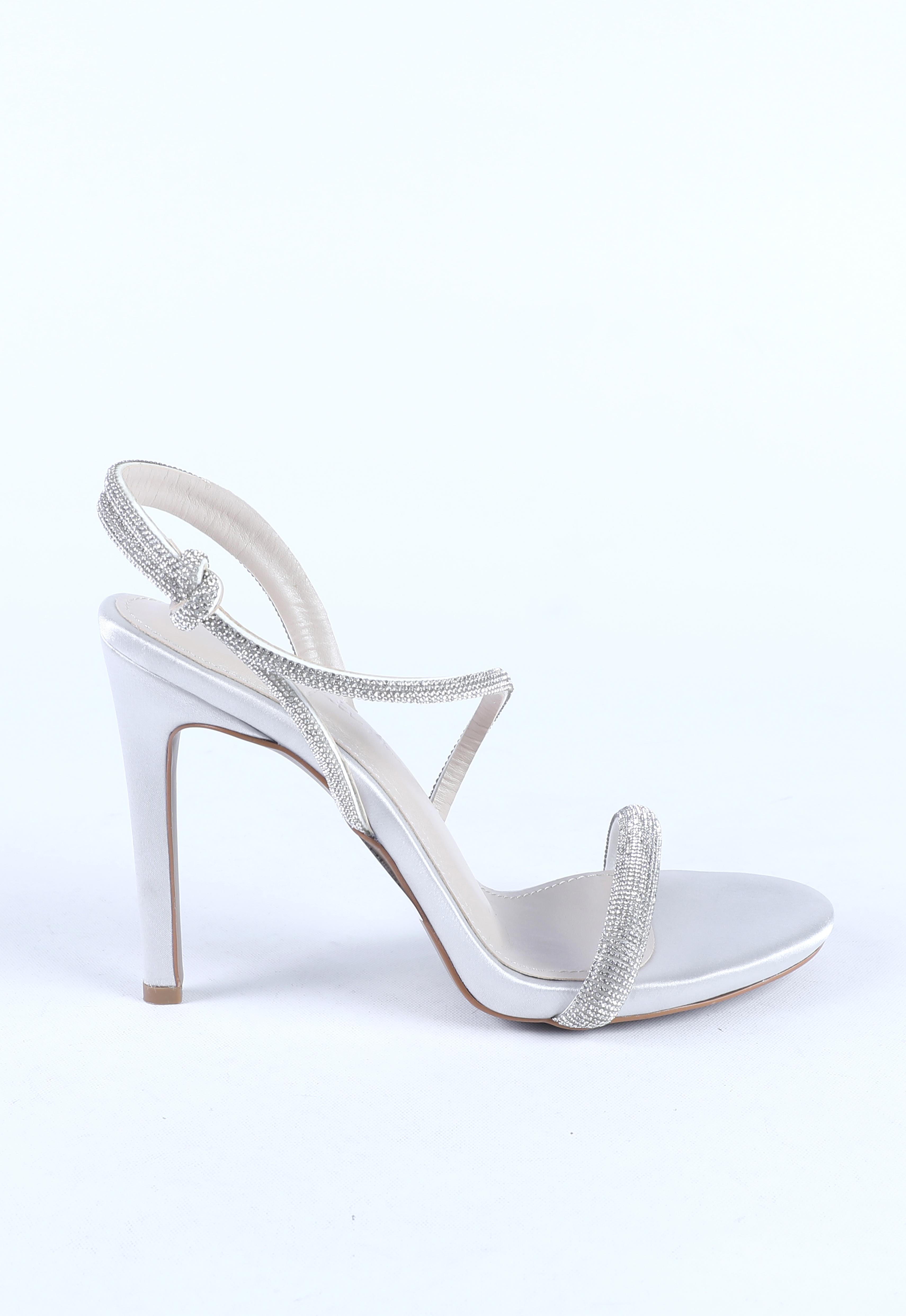 Kadın Taş Kordon Detaylı Abiye Ayakkabı Gümüş