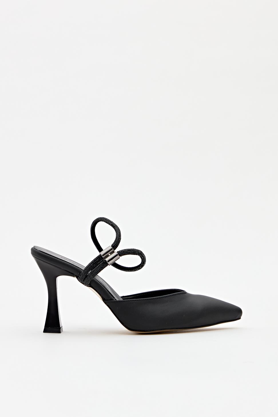 Kadın Topuklu Üstten Bantlı Abiye Ayakkabı SİYAH