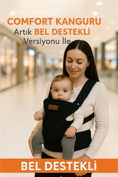 Comfort Bel Destekli Ergonomik Kanguru Siyah Bebek Taşıma Çantası Ana Kucağı Anakucağı Baby Sling