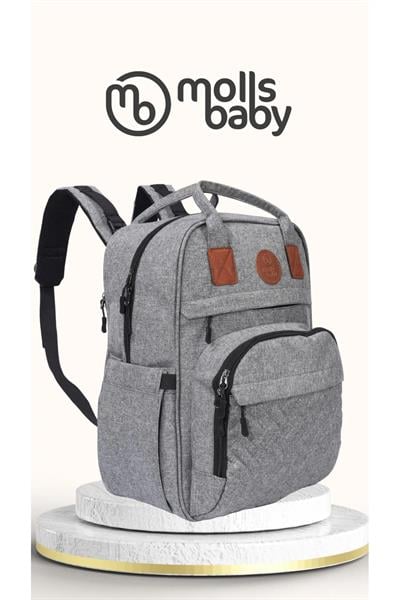 PREMİUM Lumina Termal Biberon Cepli Bebek Bakım Anne Çantası (GRİ)