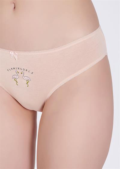  Pamuklu Flamingo Desenli 3lü  Set Kadın Külot