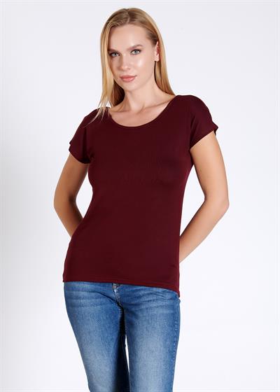 Sırtı V Dekolteli Kadın T-shirt