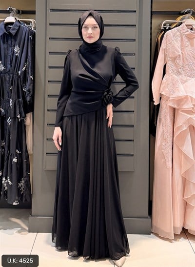 GÜL DETAYLI ELBİSE PEMBE