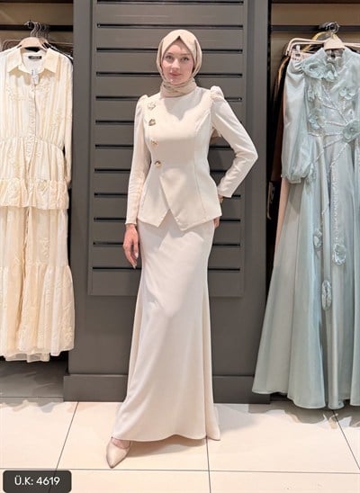 GOLD DETAYLI ELBİSE LİLA