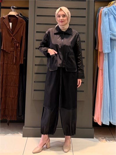PARAŞÜT PANTOLON TAKIM SİYAH