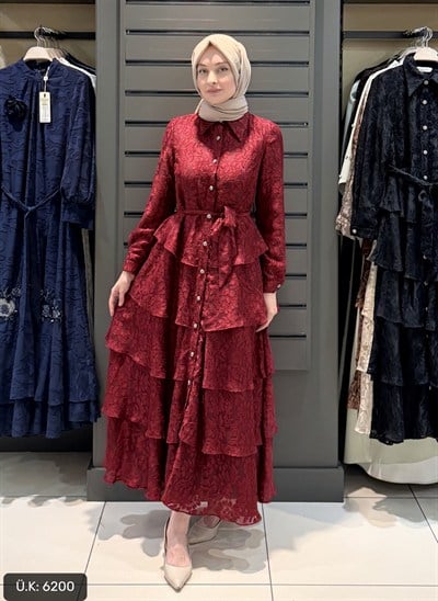 PRENSES ELBİSE BORDO