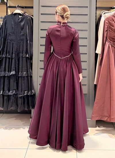 KORSE DETAY ABİYE BORDO