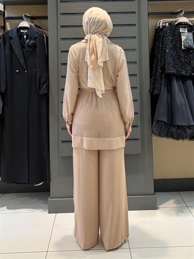 FİLE PANTOLON TAKIM BEJ
