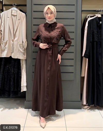 KEMERLİ ELBİSE CAMEL