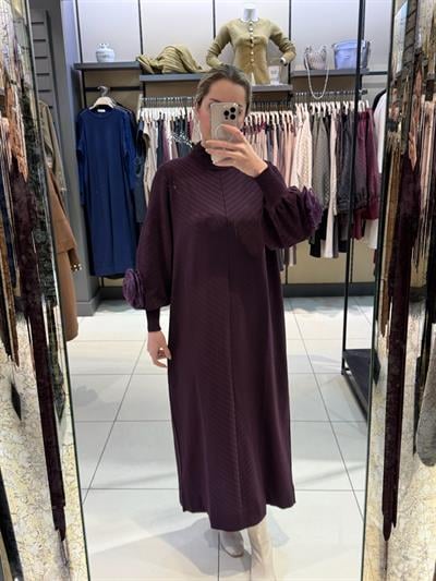 TRİKO ELBİSE BORDO 