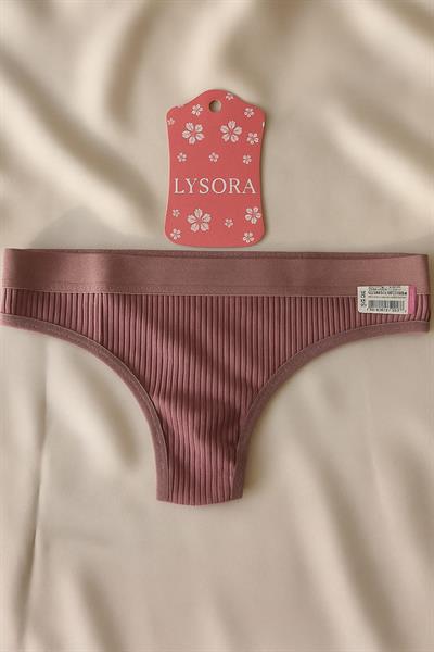 Gül Kurusu Çizgili Tanga Bikini