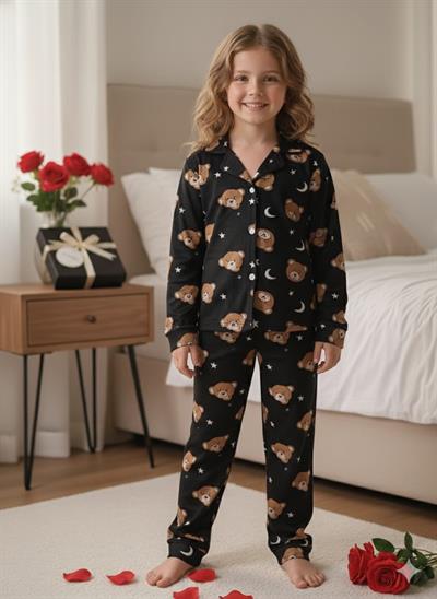 Kırmızı Siyah Beyaz Çizgili Pijama Takımı