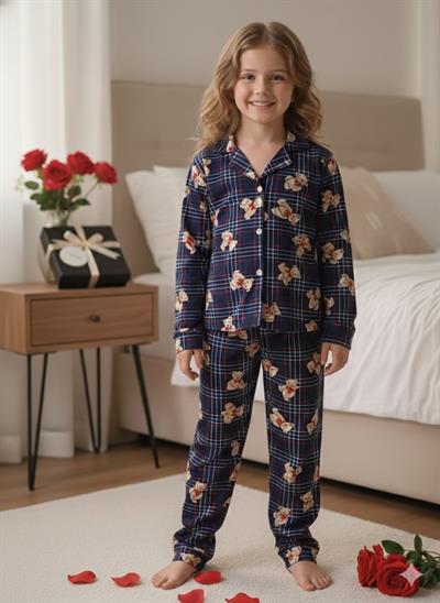 Lacivert Ayıcıklı Pijama Takımı