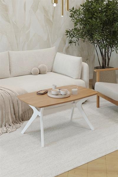 55x90 Ceviz-Krem Orta Sehpa Oturma Odası Sehpa-Salon Sehpa Zen Model