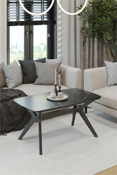 55x90 Siyah Orta Sehpa Oturma Odası Sehpa-Salon Sehpa Zen Model