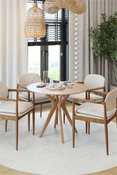 80X80-90X90cm Yuvarlak Masa (Sadece Masa) Ceviz Mutfak Masası-Balkon Masası Pera Model (Masa)