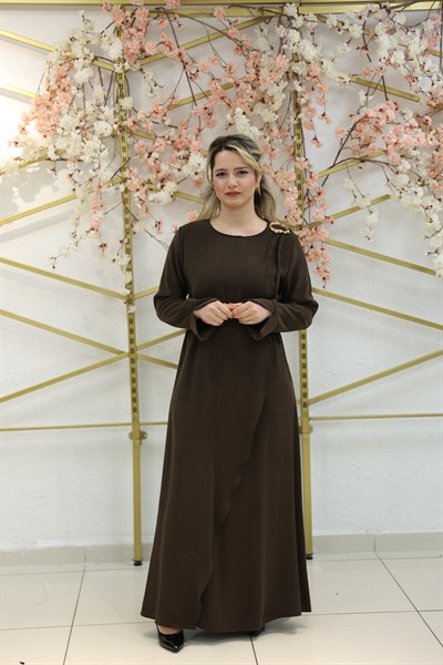 AURELIA – Tokalı Kuşaklı Elbise - Kahverengi