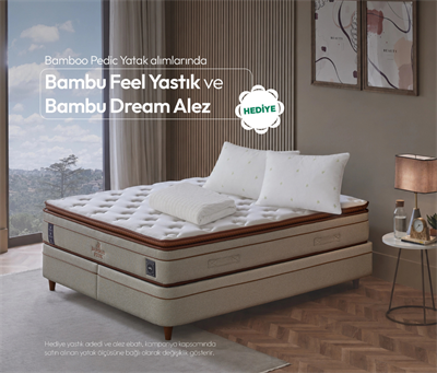 Puffy Bamboo Pedic Yatak Yastık ve Alez Hediyeli