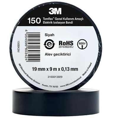 3M Temflex 1300E Pvc Elektrik Izole Bant 0,13 x 18 mm x 9,15 m