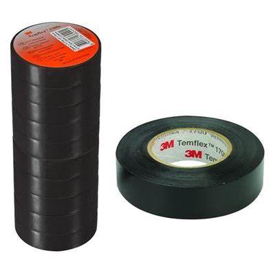3M Temflex 1300E Siyah 10lu Paket Pvc İzole Bant 0.13x19x0.13Mm